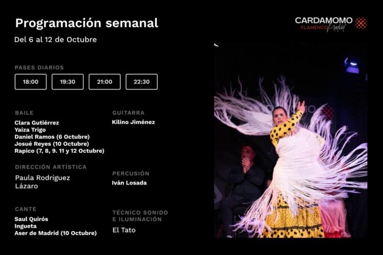 Programación Artística Cardamomo del 6 al 12 de Octubre