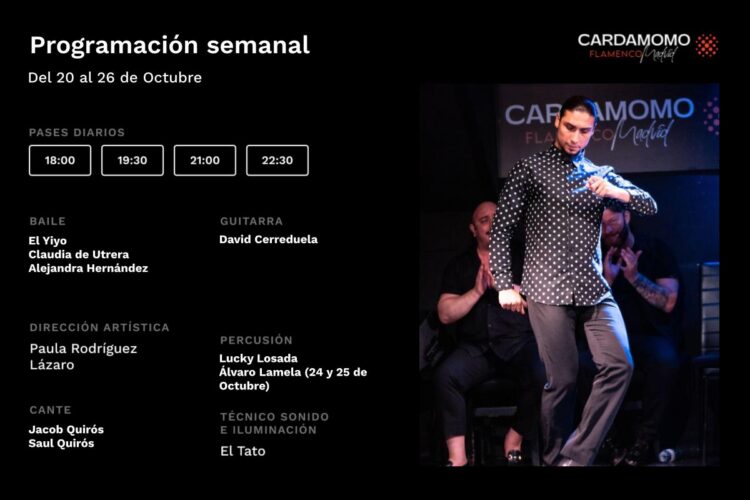 Programación Artística Cardamomo del 20 al 26 de Octubre