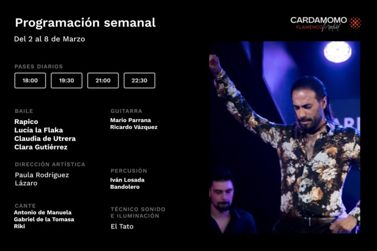 Programación Artística Cardamomo del 2 al 8 de Marzo