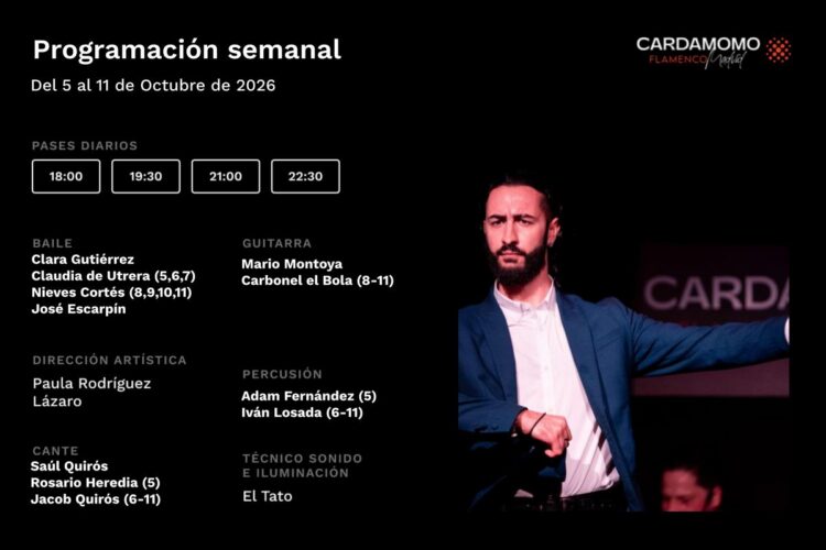 Programación Artística Semanal del 5 al 11 de Octubre Cardamomo Flamenco Madrid (1)