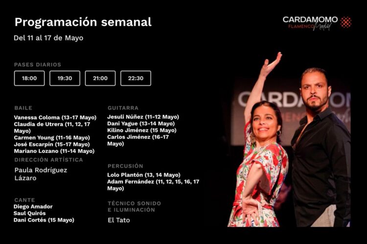 Programación Artística Semanal 11-17 Mayo Cardamomo