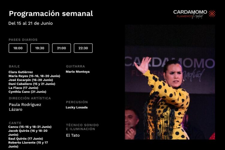 Programación Artística Semanal 15-21 Junio Cardamomo
