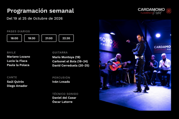 Programación Artística Semanal Cardamomo 19 - 25 Octubre