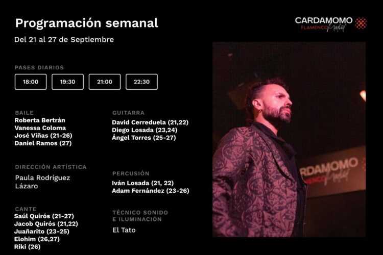 Programación Artística Semanal 21-27 Septiembre Cardamomo Flamenco Madrid