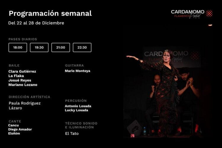 Programación Artística Cardamomo 22-28 Diciembre