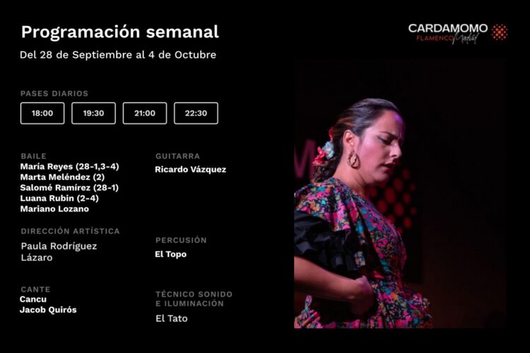 Programación Artística Semanal del 28 de Septiembre al 4 de Octubre Cardamomo Flamenco Madrid (1)