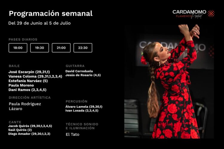 Programación Artística Semanal Cardamomo 29 Junio - 5 Julio
