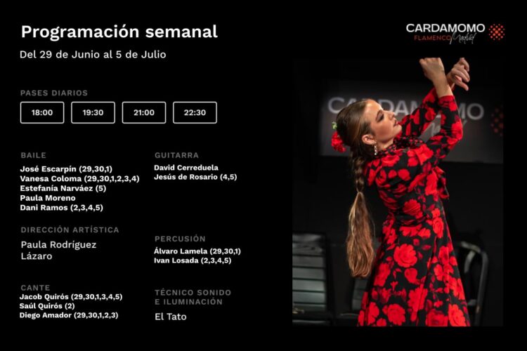 Programación Artística Semanal Cardamomo 29 Junio - 5 Julio